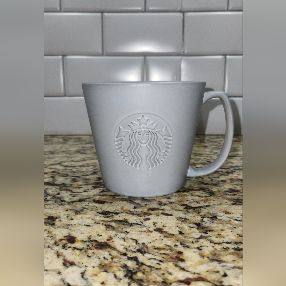 Starbucks Matte Grey Embossed Siren Venti Anniversary Ceramic Coffee Mug
